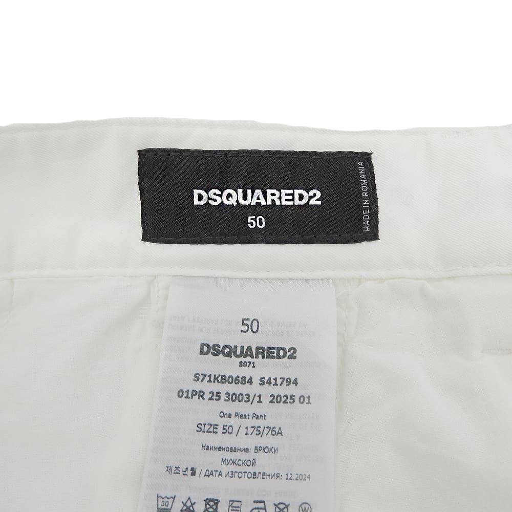 DSQUARED One Pleat Chino Pants Cotton White Size 50