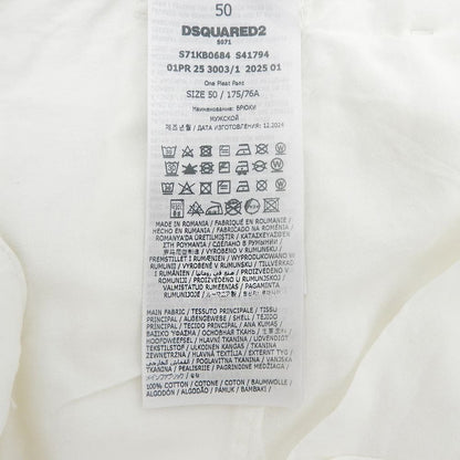 DSQUARED One Pleat Chino Pants Cotton White Size 50