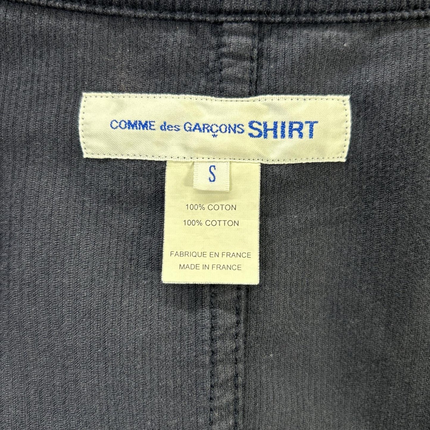 COMMEdesGARCONS SHIRT Cotton Corduroy Jacket Navy Size S