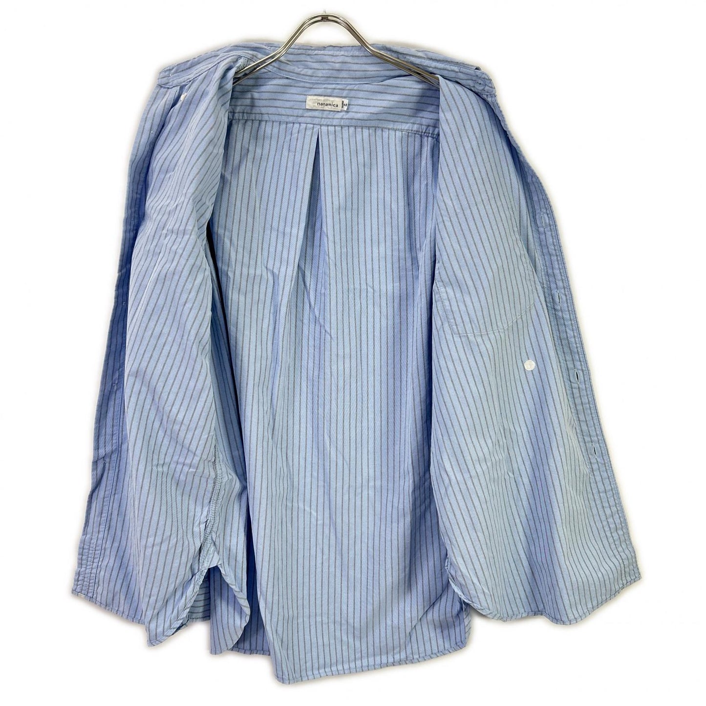 nanamica Blue/Grey Nylon Striped Button-Down Shirt Size S
