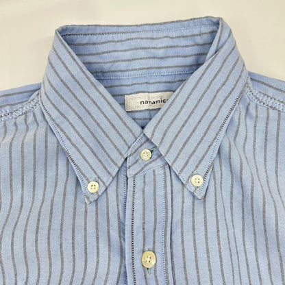 nanamica Blue/Grey Nylon Striped Button-Down Shirt Size S