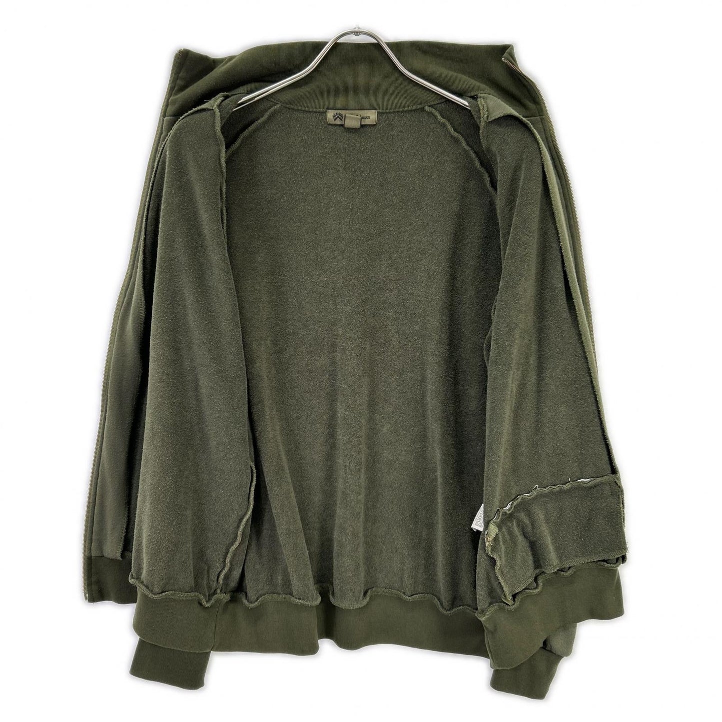 NIGEL CABOURN Khaki Sandwich Pile Track Jacket Size 50