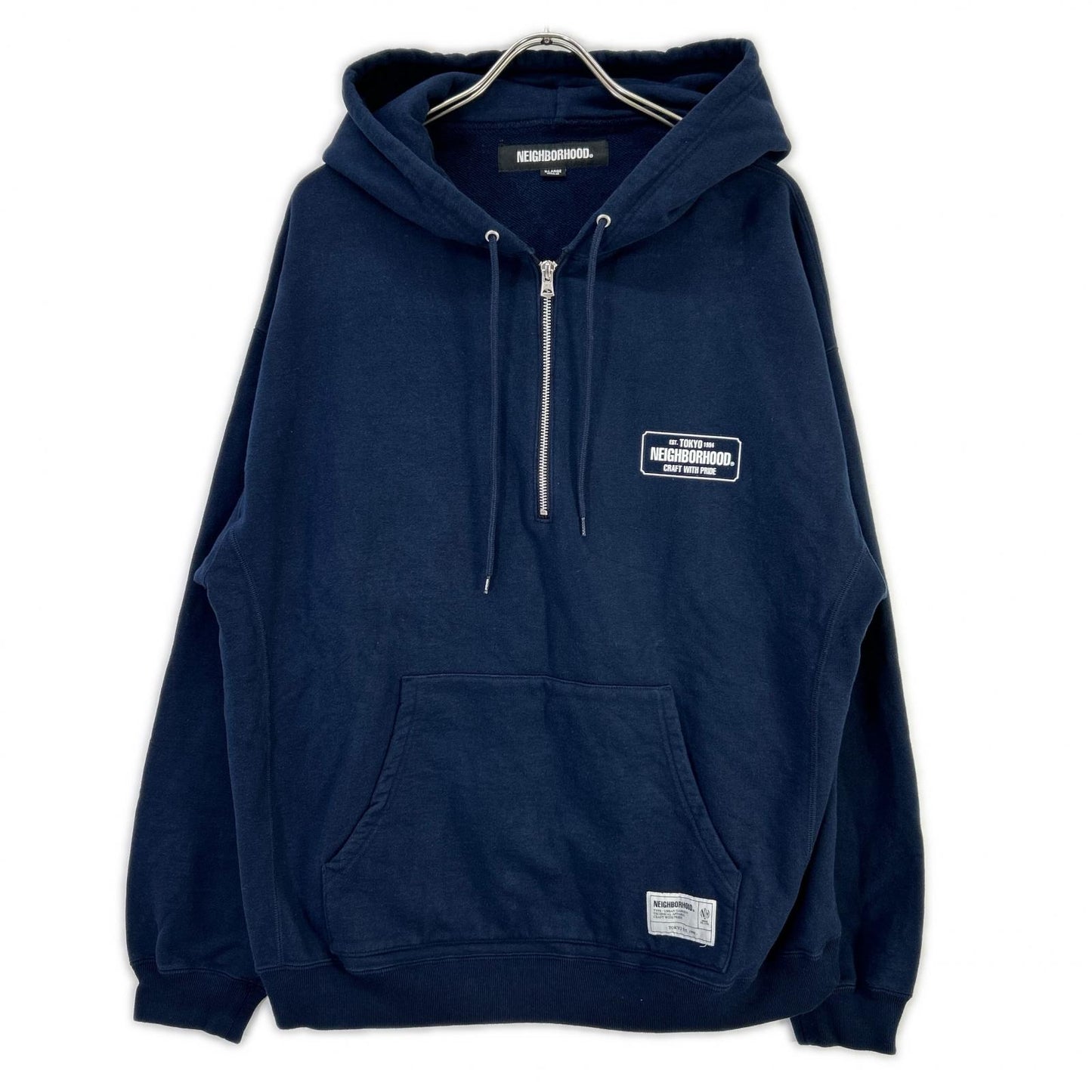 NEIGHBORHOOD 25AW Navy Cotton Half-Zip Hoodie Size XL