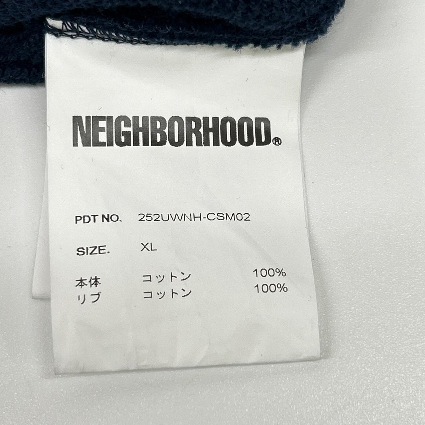 NEIGHBORHOOD 25AW Navy Cotton Half-Zip Hoodie Size XL