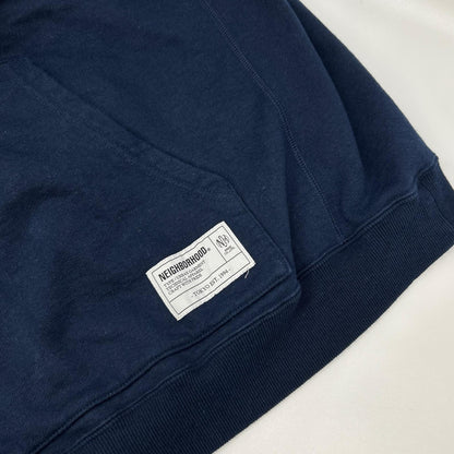 NEIGHBORHOOD 25AW Navy Cotton Half-Zip Hoodie Size XL