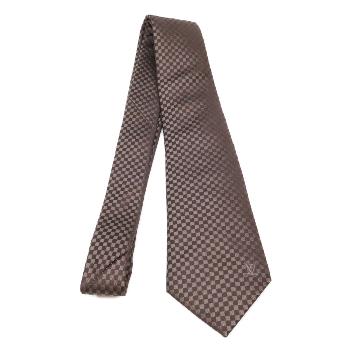 LOUIS VUITTON Damier Silk Tie Brown Size ONE SIZE