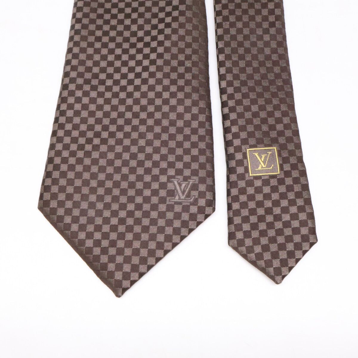 LOUIS VUITTON Damier Silk Tie Brown Size ONE SIZE