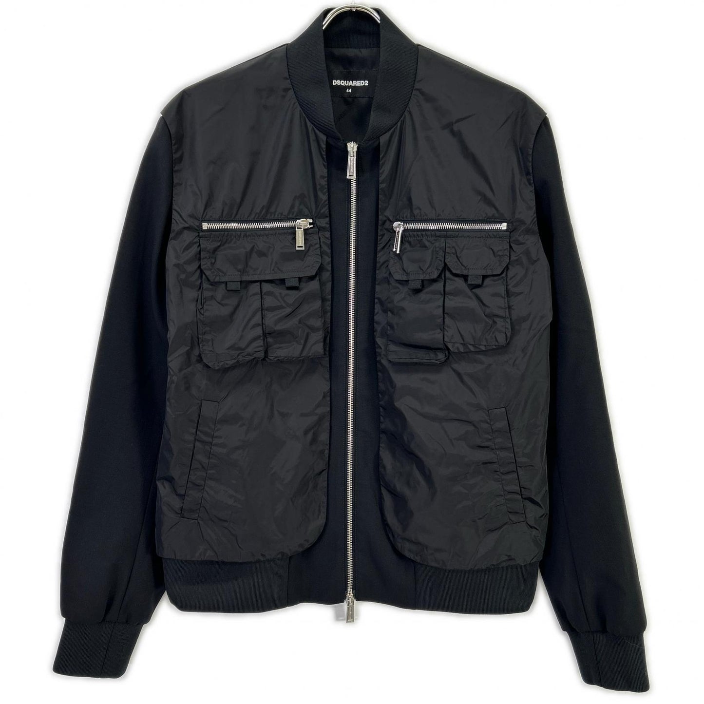 DSQUARED S74AM1208 Layered Bomber Jacket Black Size 44