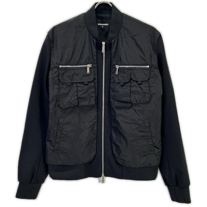 DSQUARED S74AM1208 Layered Bomber Jacket Black Size 44