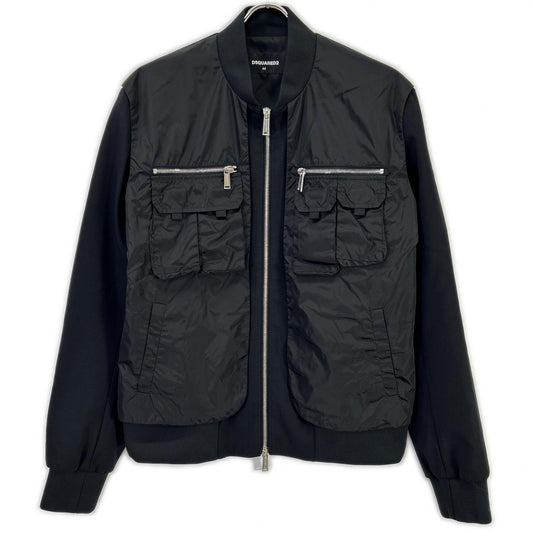DSQUARED S74AM1208 Layered Bomber Jacket Black Size 44