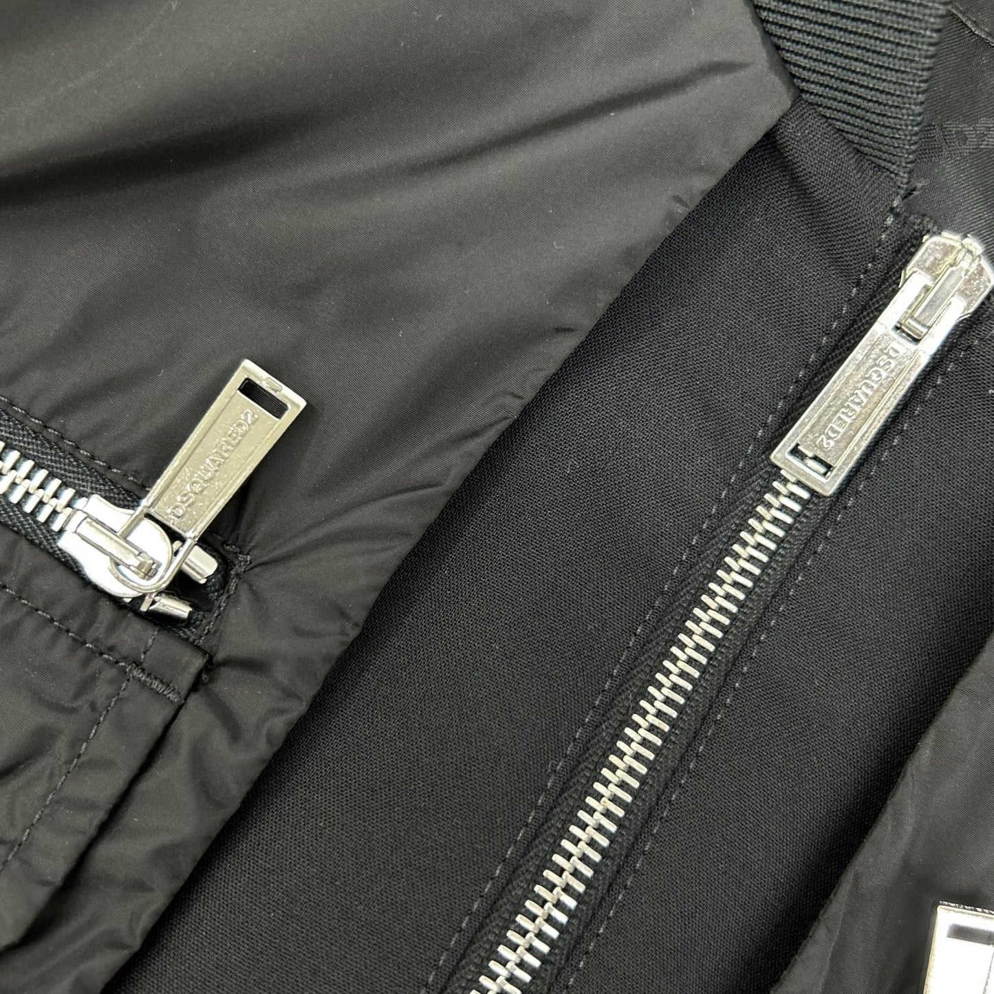 DSQUARED S74AM1208 Layered Bomber Jacket Black Size 44