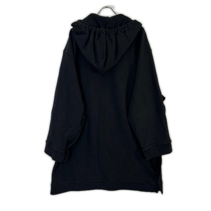 DRIES VAN NOTEN Oversize Deep V-Neck Hoodie Black Size 46
