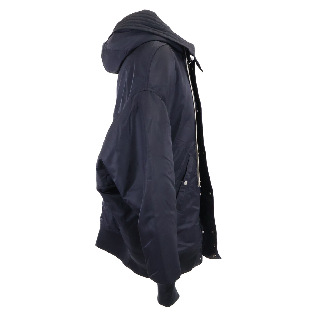 DARK SHADOW Hooded Long Padded Bomber Jacket Black Size S