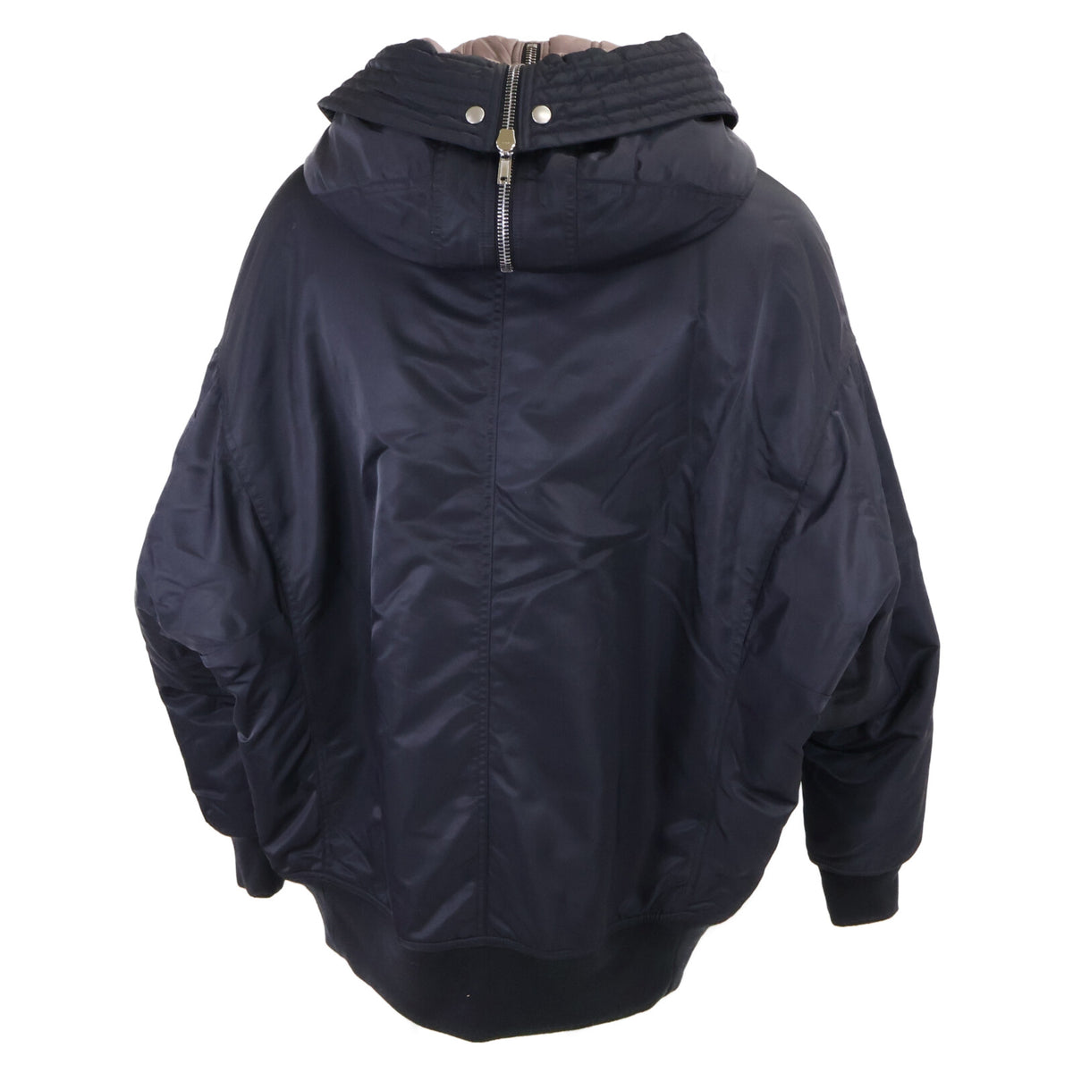 DARK SHADOW Hooded Long Padded Bomber Jacket Black Size S