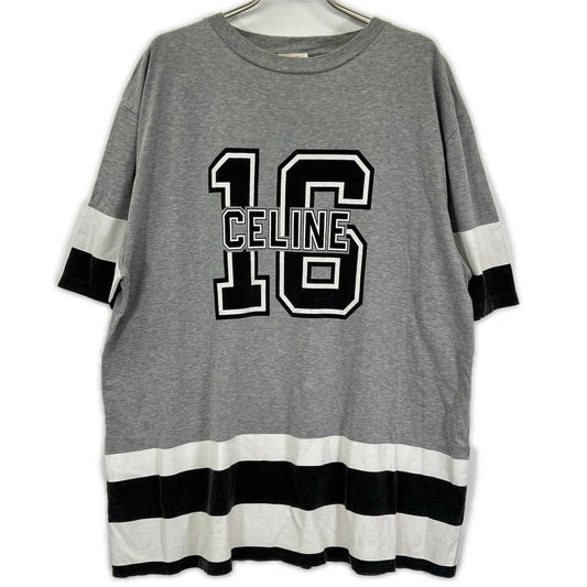 CELINE Cotton Print T-Shirt Gray Size S