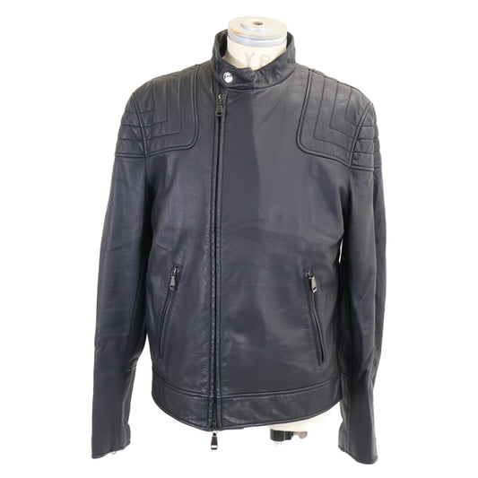 Brioni Deerskin Single Rider Leather Jacket Black Size 50