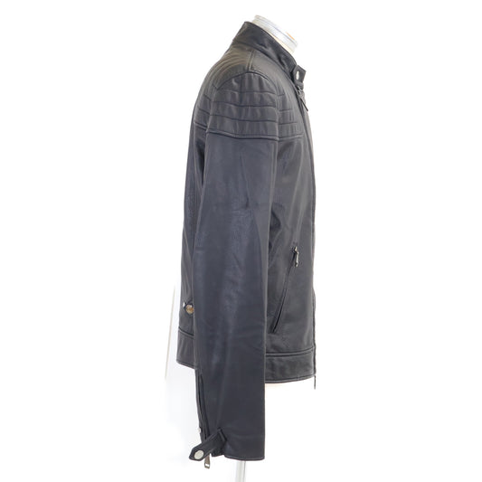 Brioni Deerskin Single Rider Leather Jacket Black Size 50