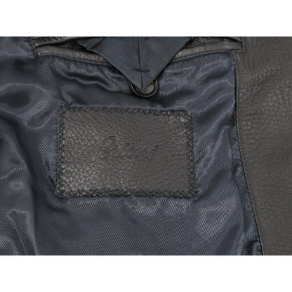 Brioni Deerskin Single Rider Leather Jacket Black Size 50