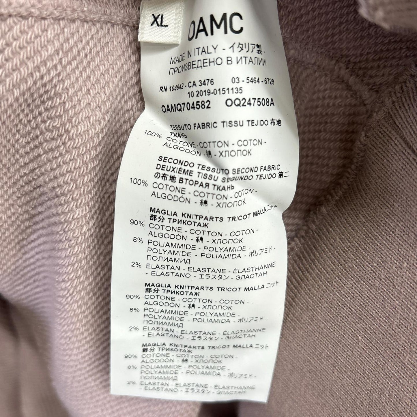 OAMC Pink Back Print Long Sleeve Sweatshirt Size XL