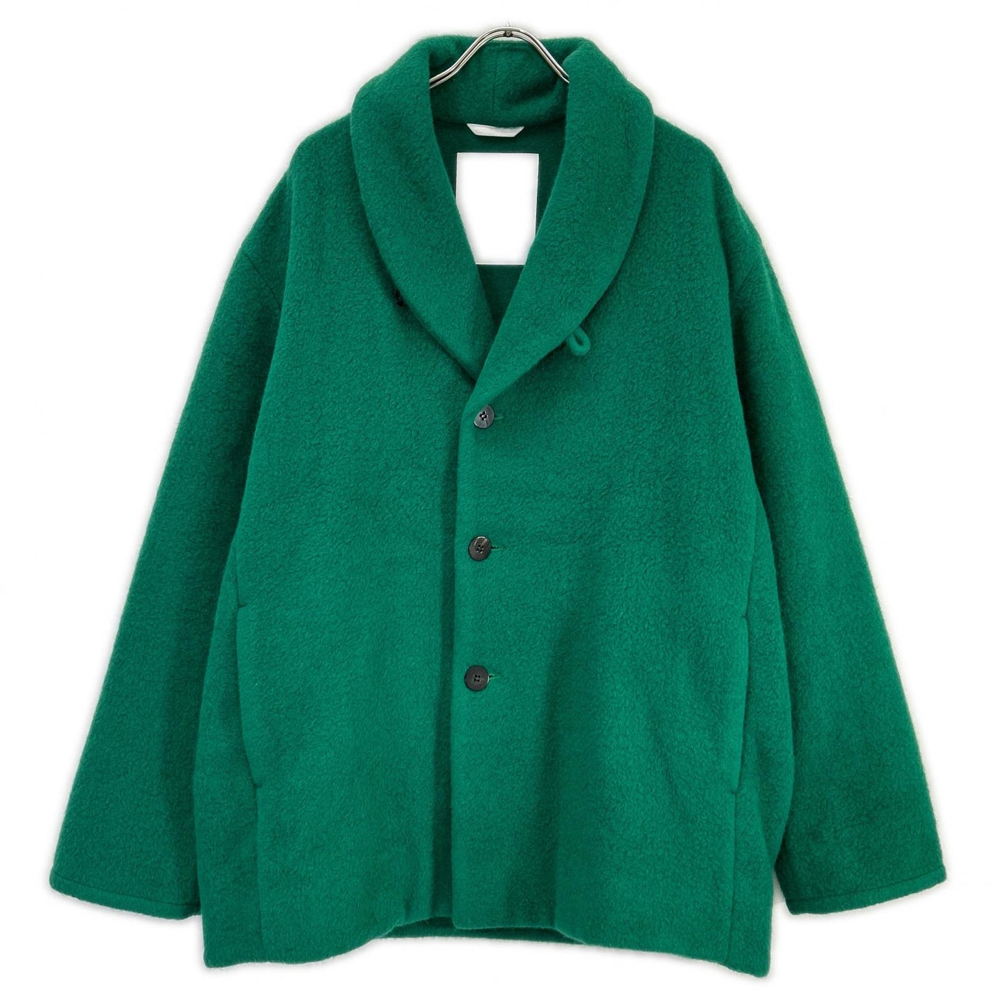 OVERCOAT Green Angora Shawl Collar Coat Size XXL