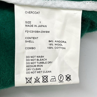 OVERCOAT Green Angora Shawl Collar Coat Size XXL
