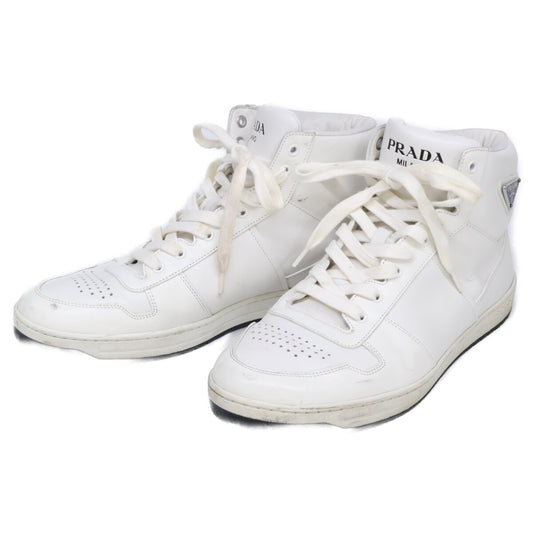 PRADA Triangle Logo Plate Sneakers White Size 8