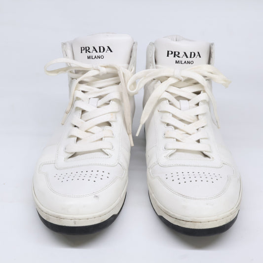 PRADA Triangle Logo Plate Sneakers White Size 8