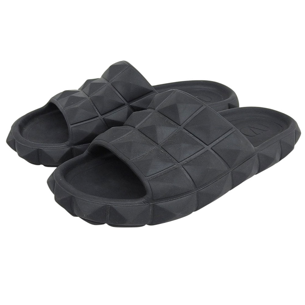 VALENTINO Black Rockstud Rubber Slides Sandals Size EU 42