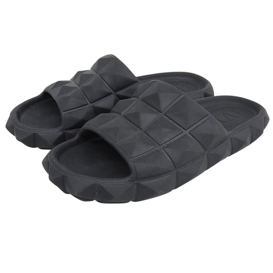 VALENTINO Black Rockstud Rubber Slides Sandals Size EU 42