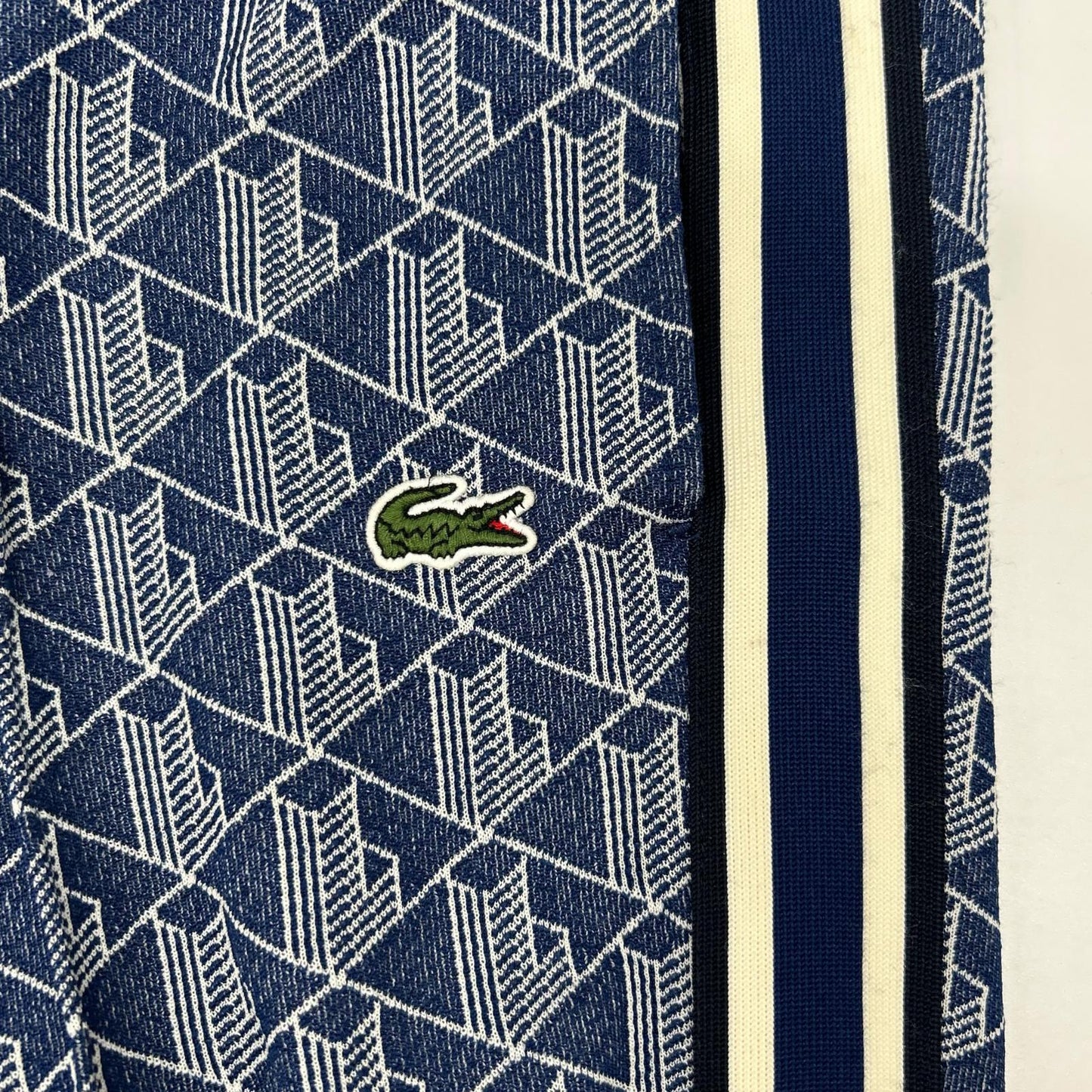 Lacoste Blue Side Taping Monogram Jacquard Joggers Size 32