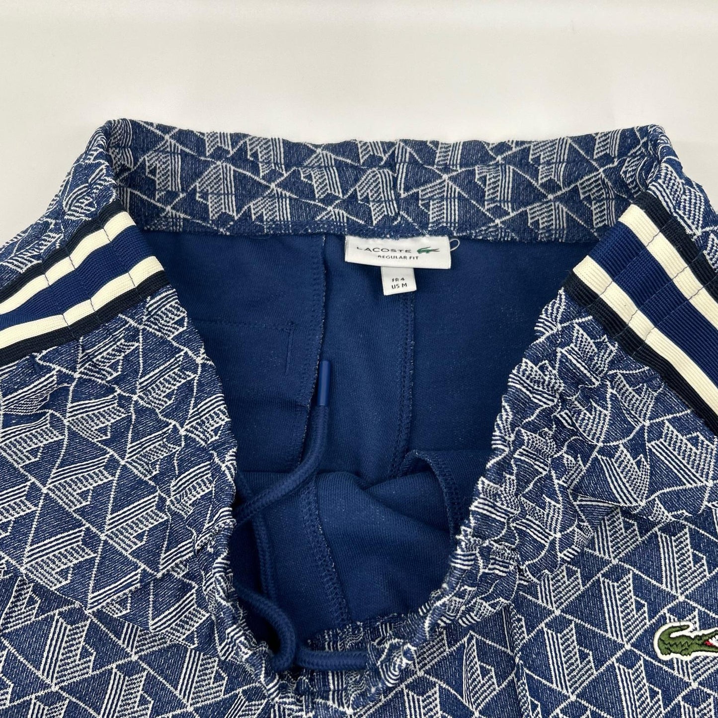 Lacoste Blue Side Taping Monogram Jacquard Joggers Size 32