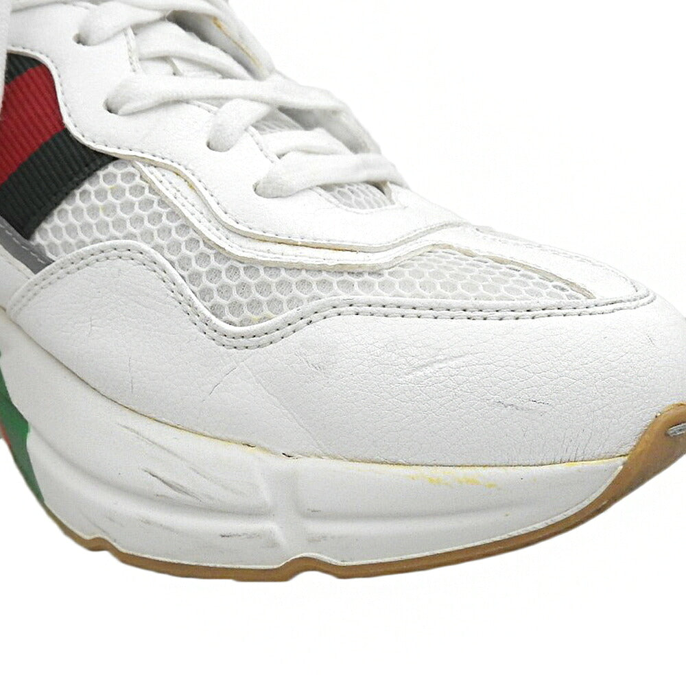 GUCCI Rhyton Mesh Leather Sneakers White Size 8