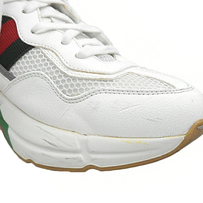 GUCCI Rhyton Mesh Leather Sneakers White Size 8