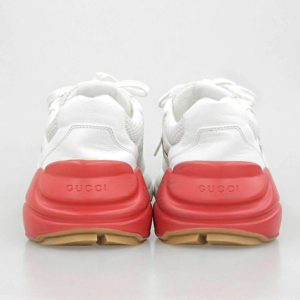 GUCCI Rhyton Mesh Leather Sneakers White Size 8