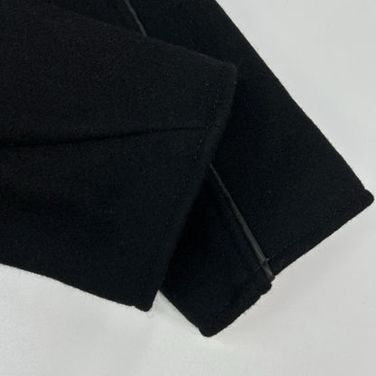 schott 7081 Leather Piping Wool Peacoat Black Coat Size 42