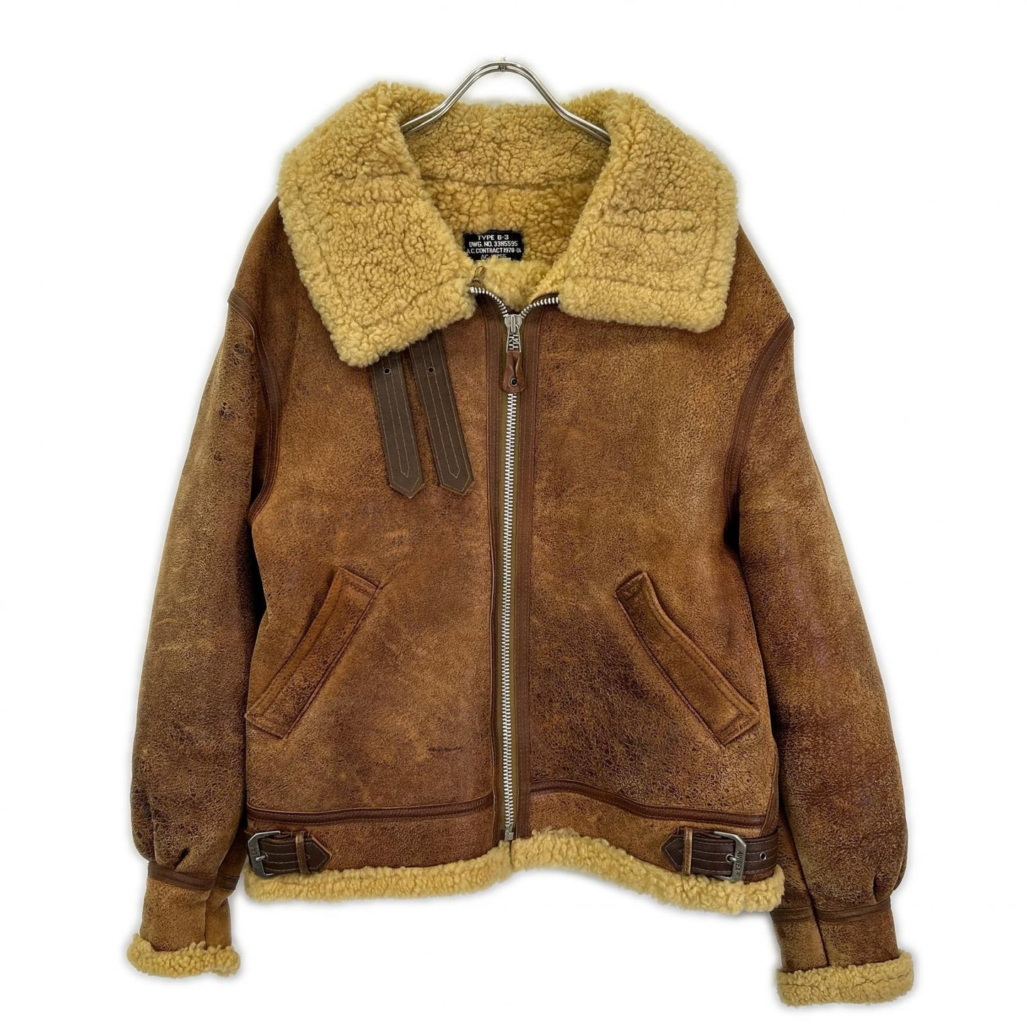 AVIREX B-3 Shearling Flight Jacket Brown Size 40