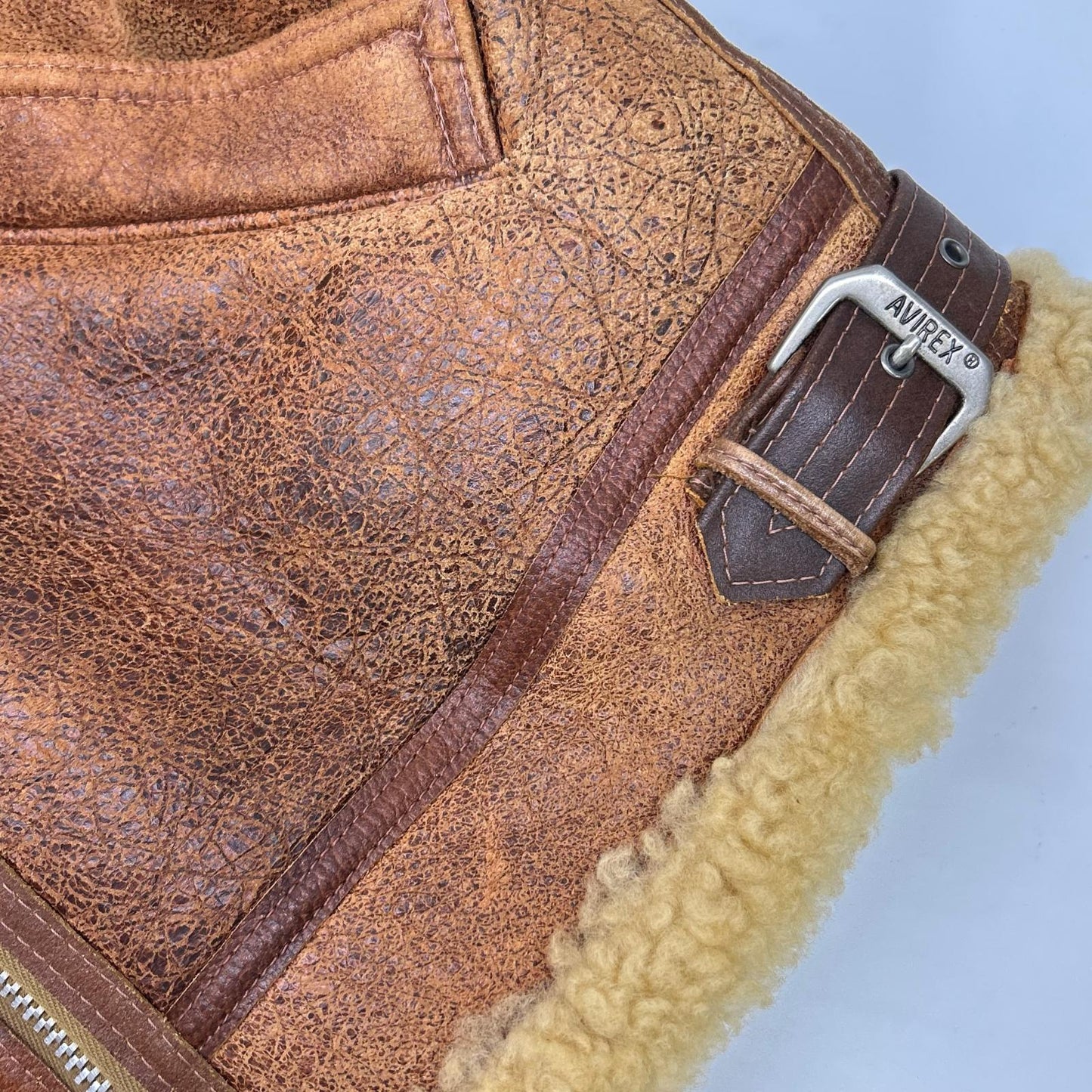 AVIREX B-3 Shearling Flight Jacket Brown Size 40