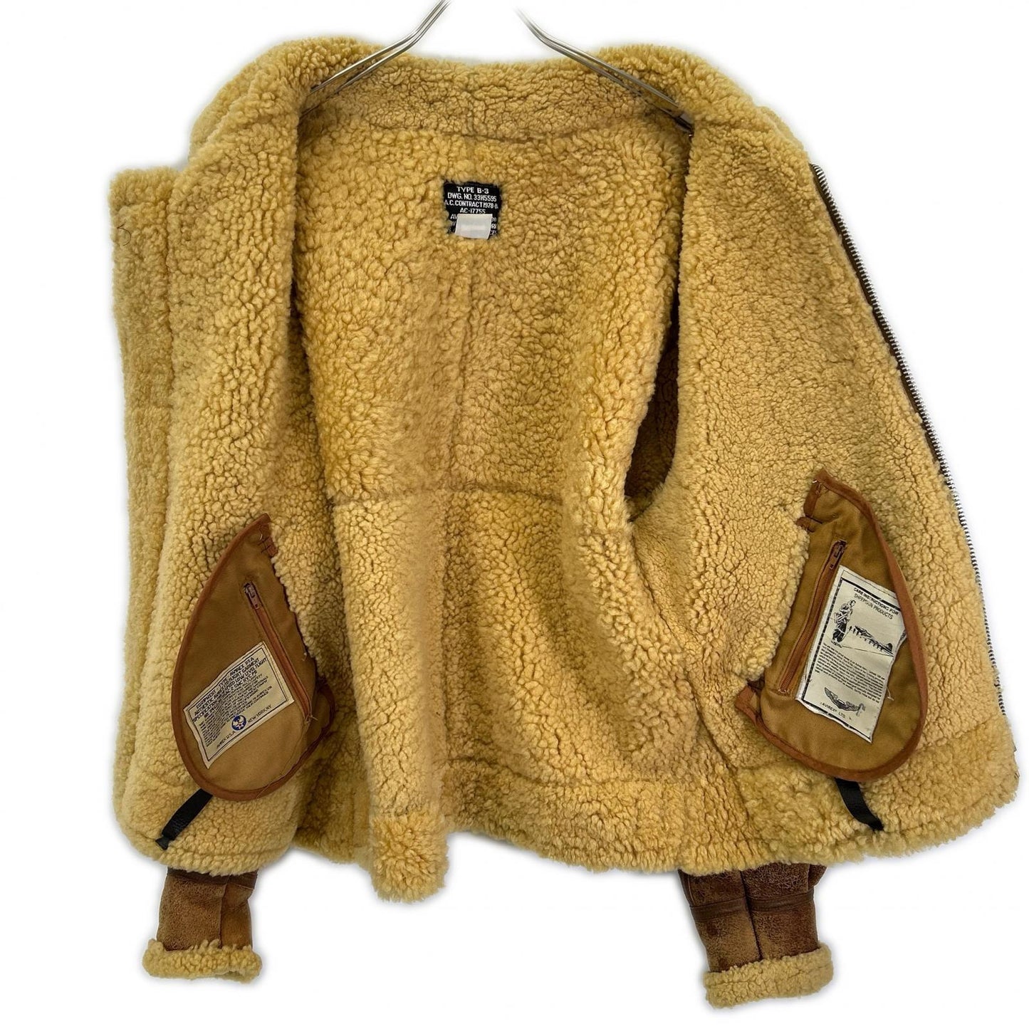 AVIREX B-3 Shearling Flight Jacket Brown Size 40