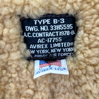 AVIREX B-3 Shearling Flight Jacket Brown Size 40