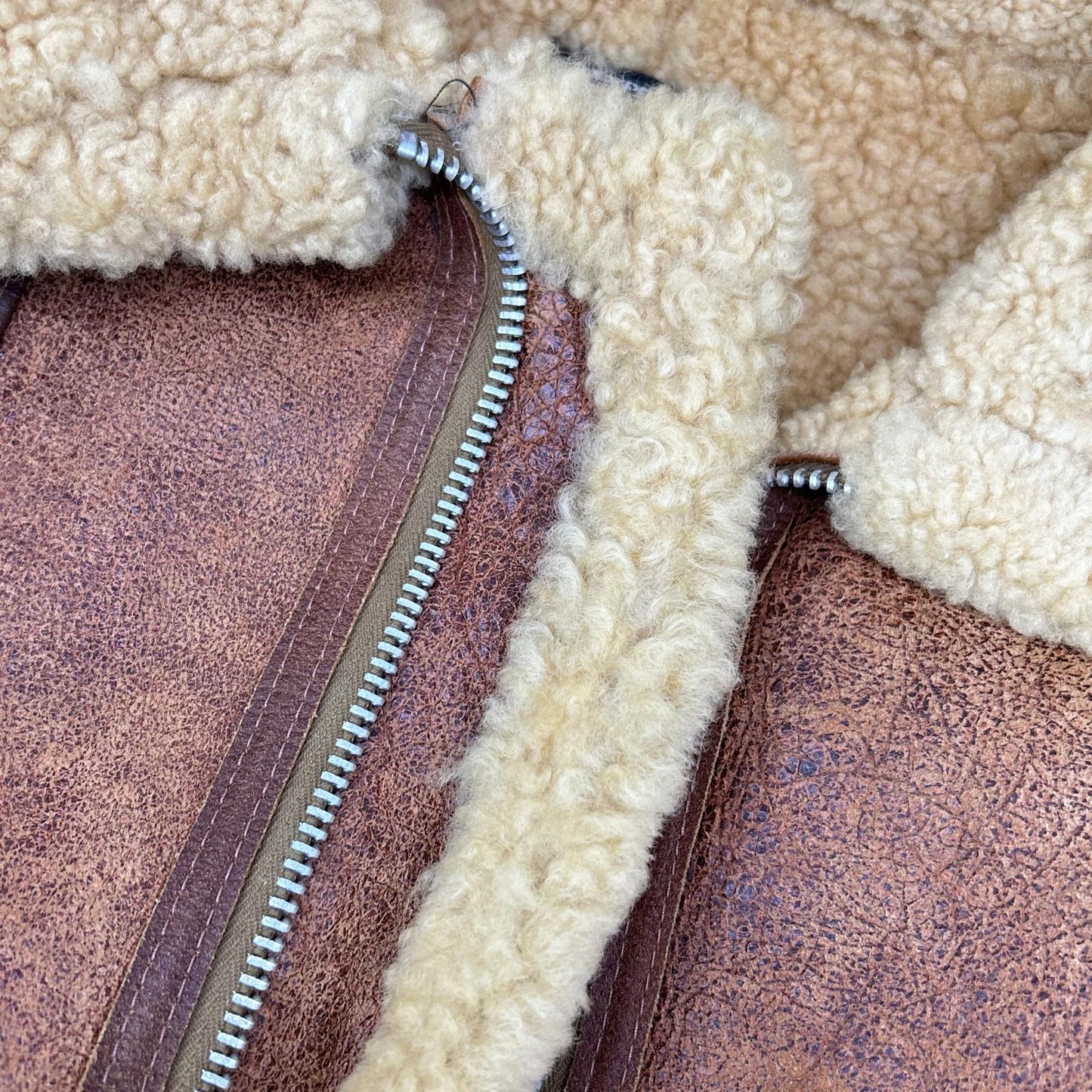 AVIREX B-3 Shearling Flight Jacket Brown Size 40