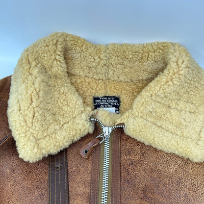 AVIREX B-3 Shearling Flight Jacket Brown Size 40