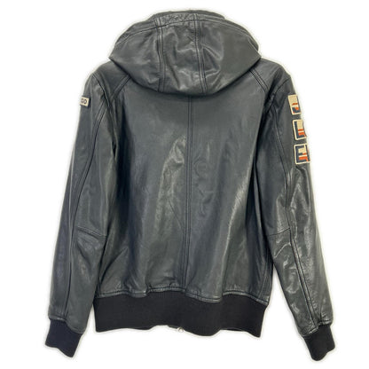 AVIREX 6141067 Goat Leather Parka Black Jacket Size M