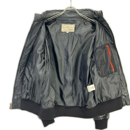 AVIREX 6141067 Goat Leather Parka Black Jacket Size M
