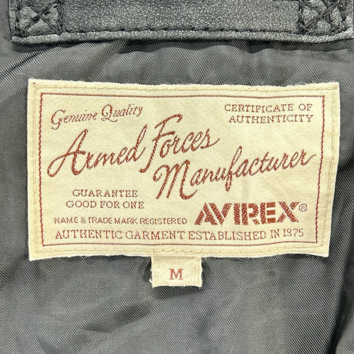 AVIREX 6141067 Goat Leather Parka Black Jacket Size M