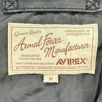 AVIREX 6141067 Goat Leather Parka Black Jacket Size M