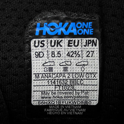 HOKAONEONE Anacapa 2 Low GTX Mesh Sneakers Black Size 9