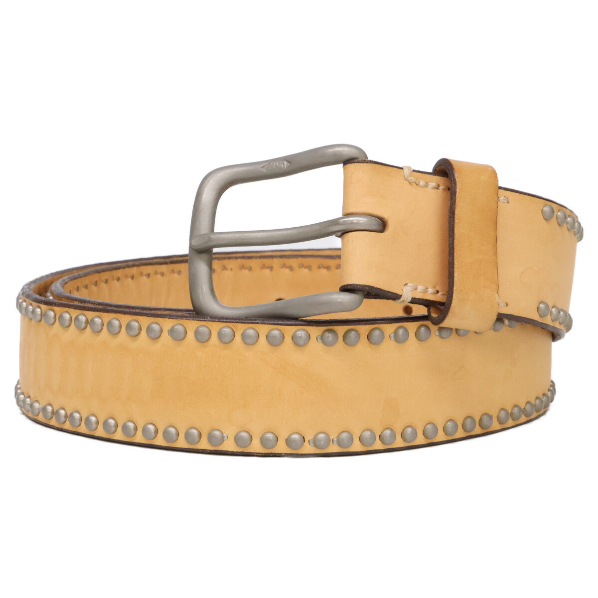 J&MDavidson Side Studs Leather Belt Natural Size 85/34