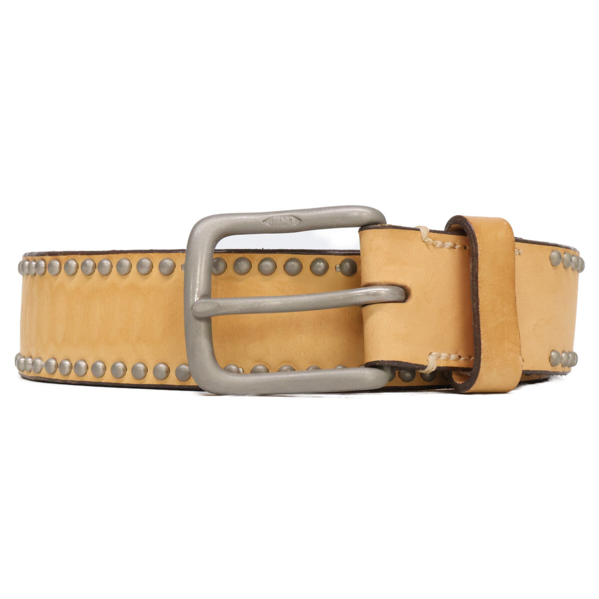 J&MDavidson Side Studs Leather Belt Natural Size 85/34
