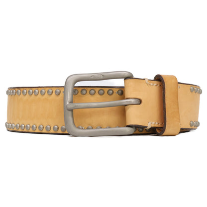 J&MDavidson Side Studs Leather Belt Natural Size 85/34