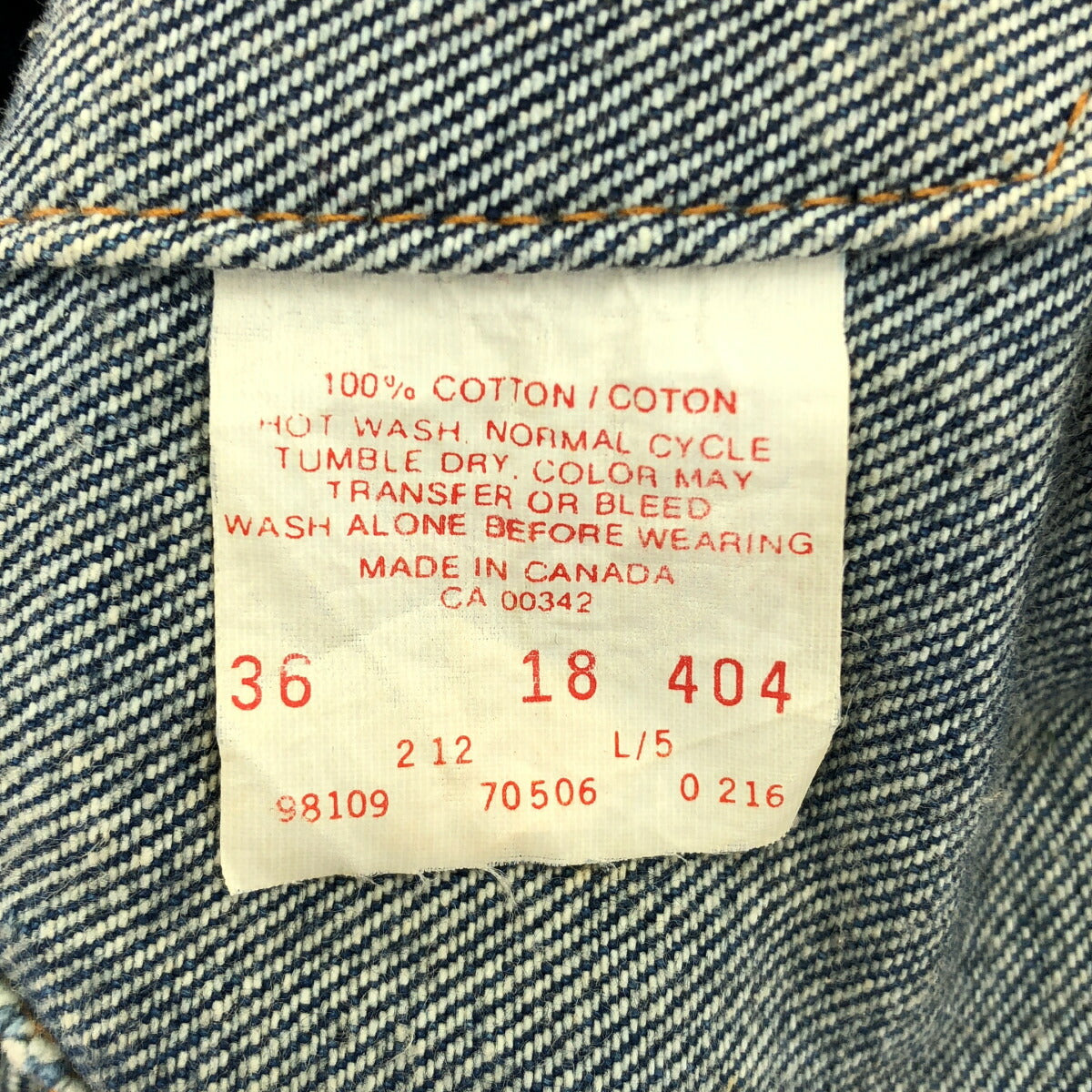 LEVI'S 80s Made in Canada 70506 Denim Jacket Size 36